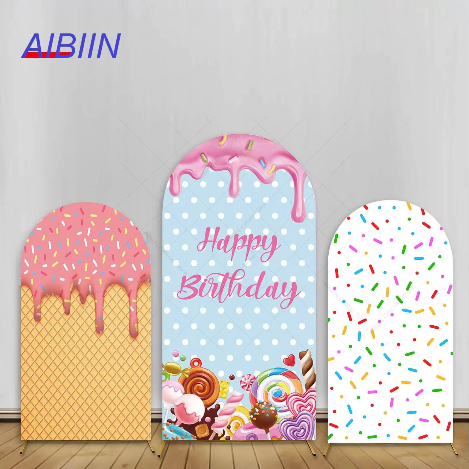Baby Food Kids - Candy Arch Backdrop Cover Colorful Lollipop