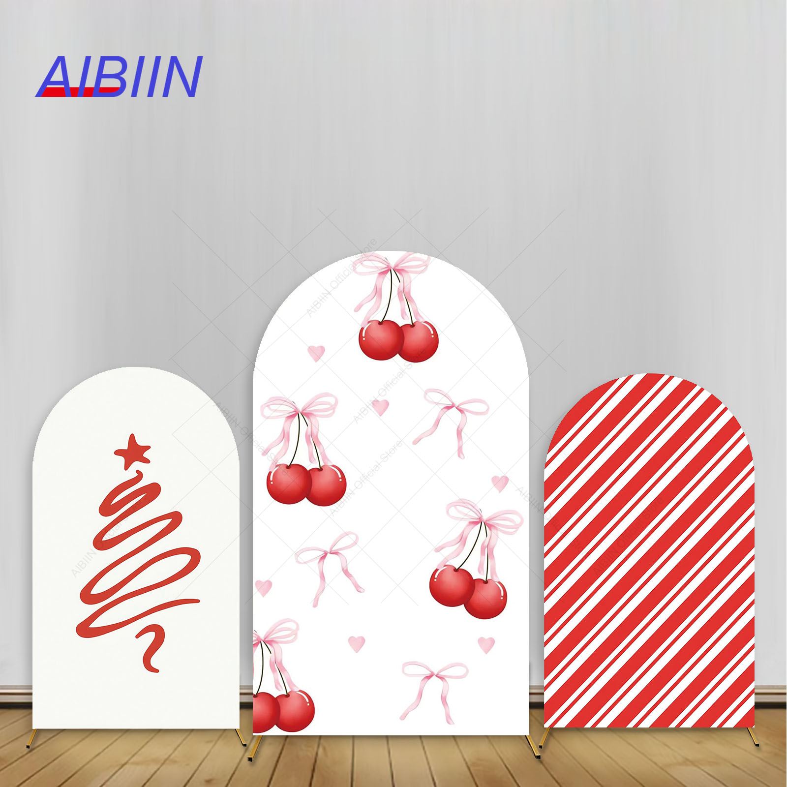 Baby Xmas Food - Cherry Bow Merry Christmas Arch Backdrop
