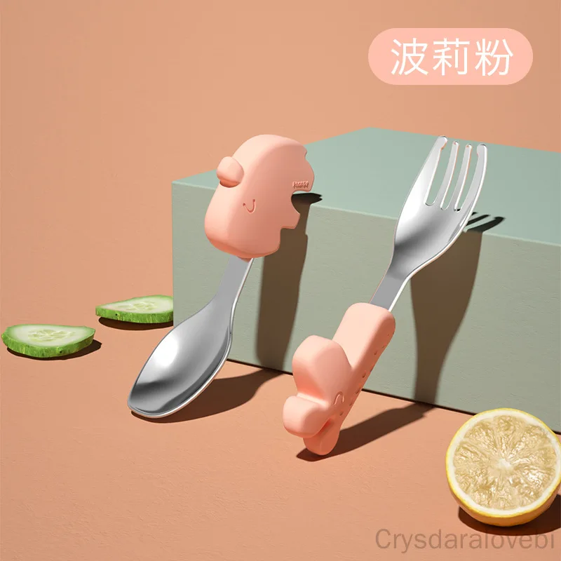 Baby Food In Japan - 1setElephant Short Fork Spoon Set baby
