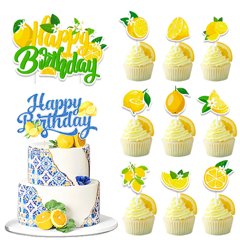 Baby Food Kids - Lemon Cupcake Toppers Summer Cute Lemon