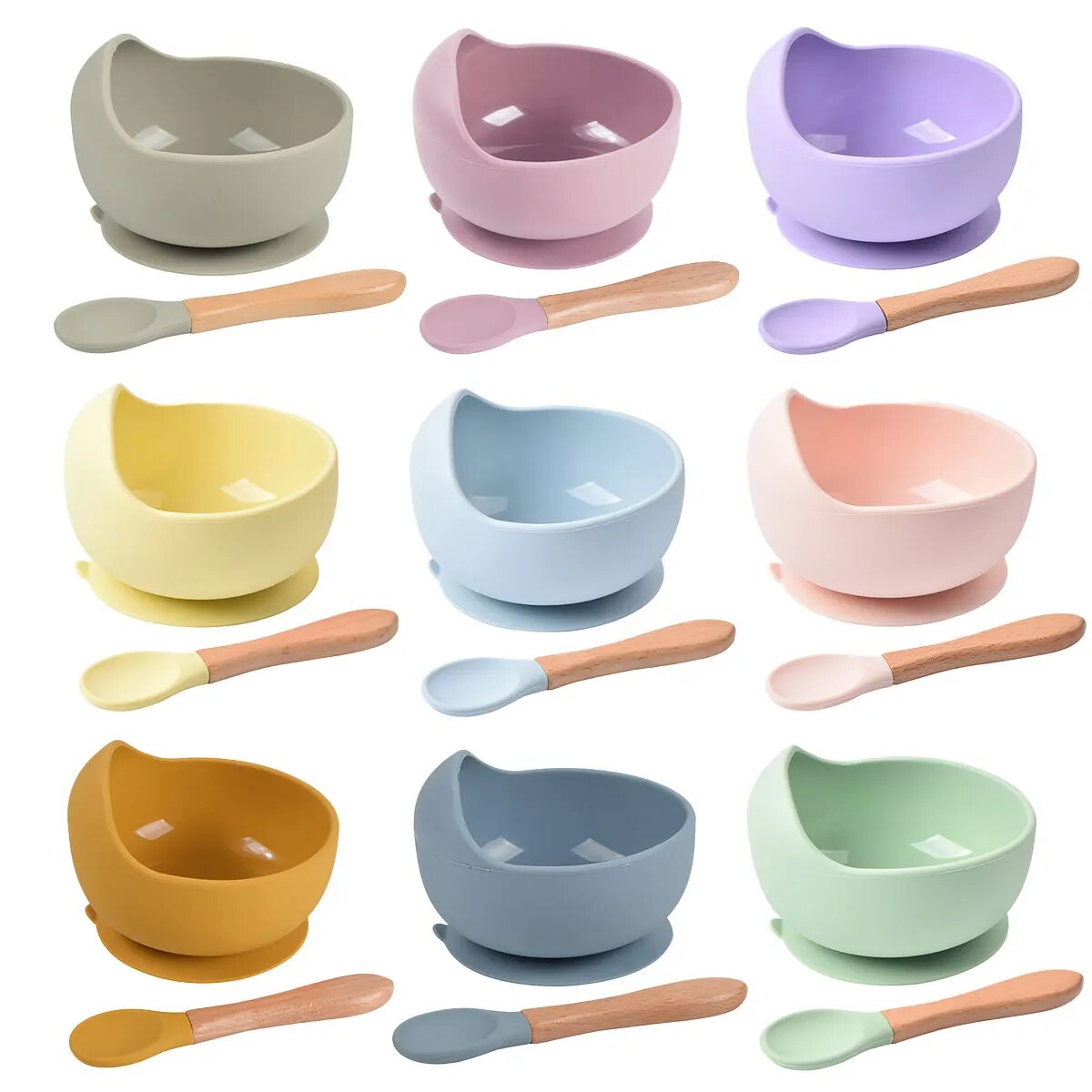 Baby Food Dinner - 2PCS Silicone Baby Feeding Bowl Tableware