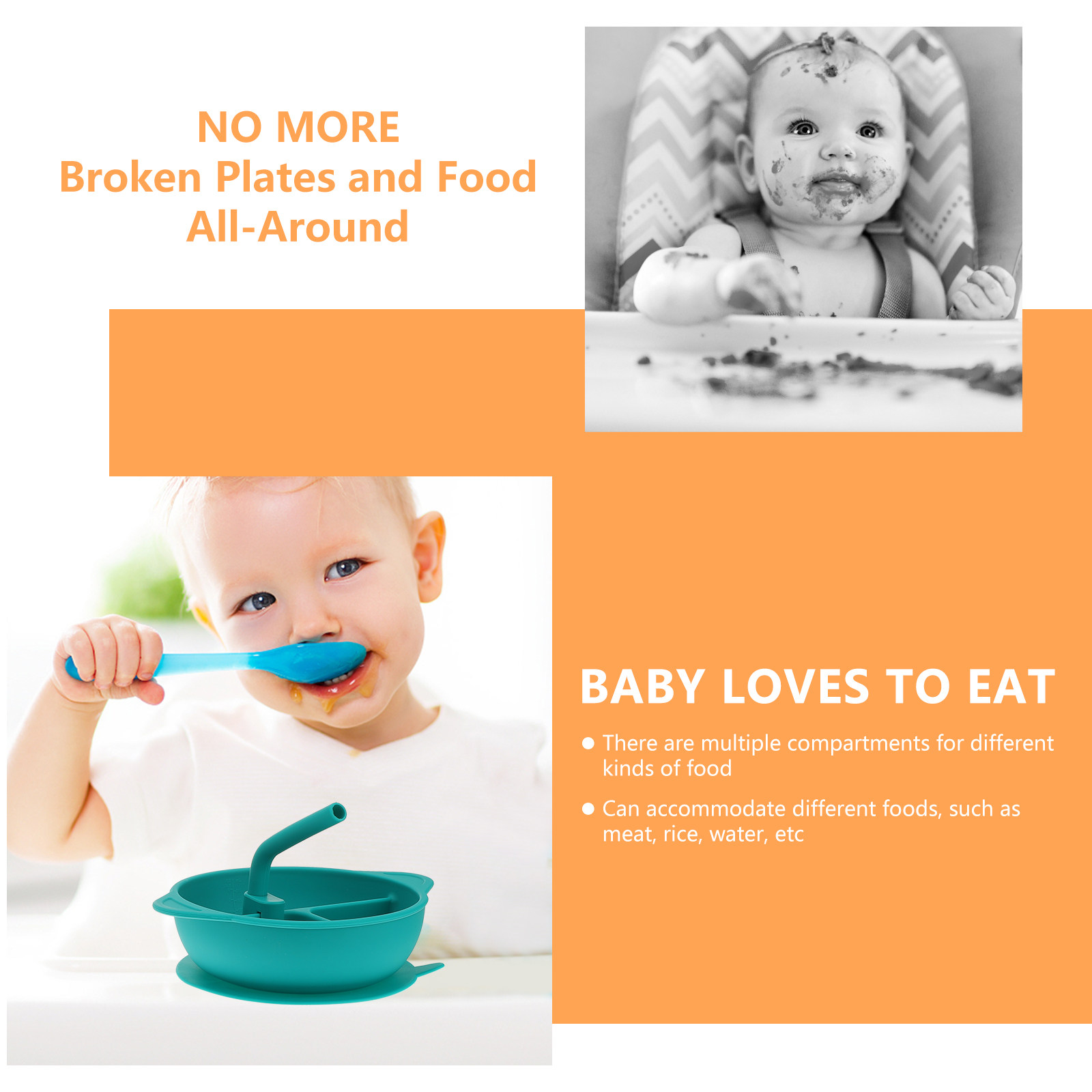1Pcs Anti-Break Silicone Dinne - Baby Food Dinner recension och pris