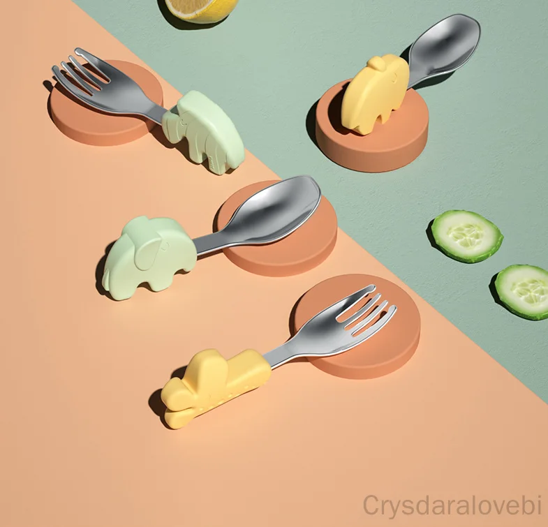 1setElephant Short Fork Spoon  - Baby Food In Japan recension och pris