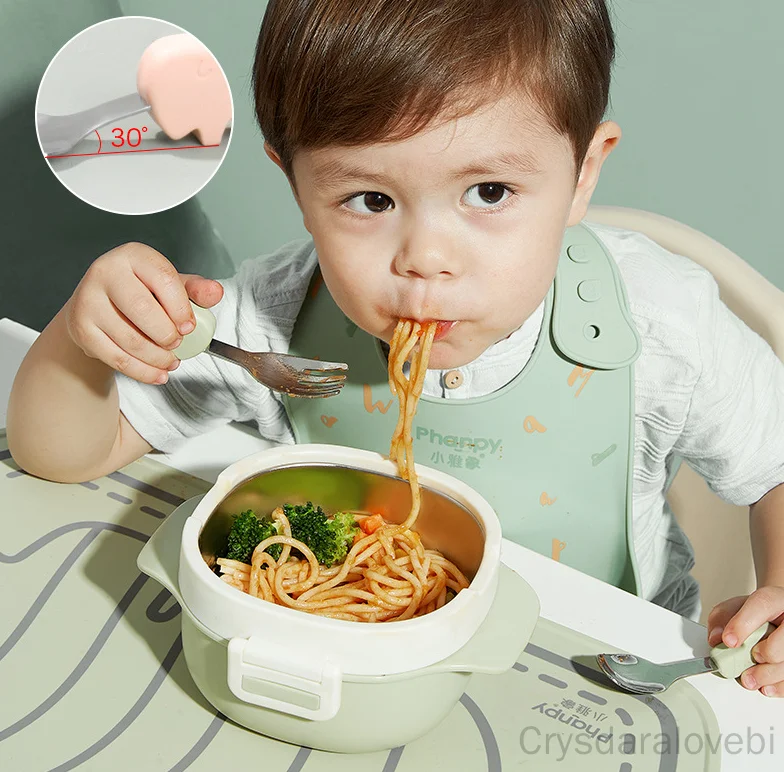 1setElephant Short Fork Spoon  - Baby Food In Japan recension och pris