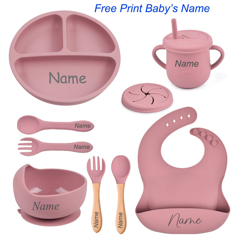 8Pcs Silicone Tableware Set Pe - Baby Food Logo recension och pris