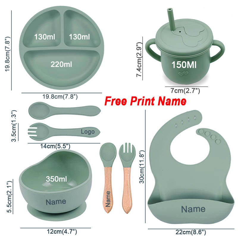 8Pcs Silicone Tableware Set Pe - Baby Food Logo recension och pris