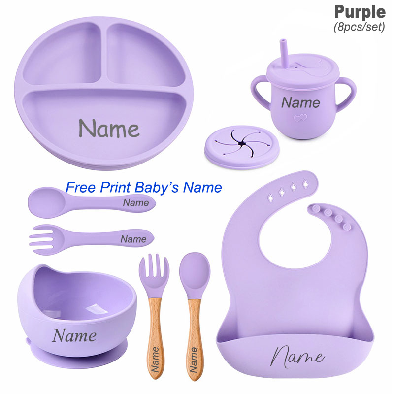 8Pcs Silicone Tableware Set Pe - Baby Food Logo recension och pris