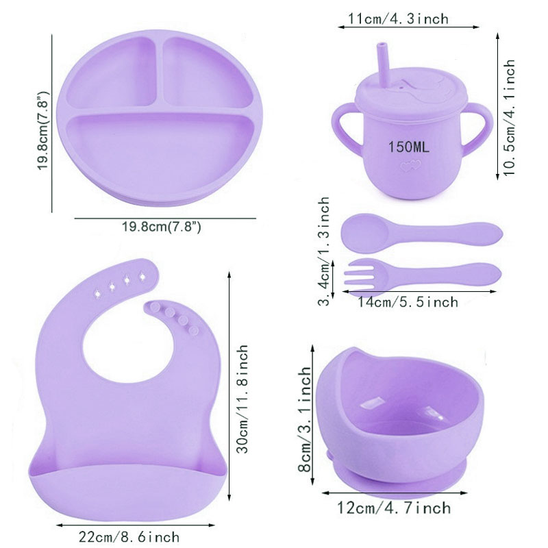6PCS Silicone Feeding Set For  - Baby Food Logo recension och pris